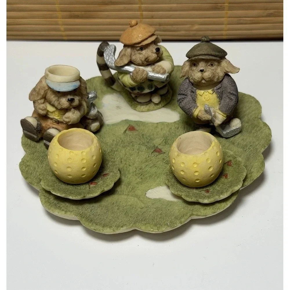 Golfing Dogs‎ Miniature Tea Sets by Popular Imports 1994, Resin, Sports, VTG